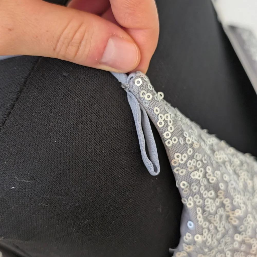 NWT Morilee Madeline Gardner Silver Sequin Gown Size 10 - Picture 13 of 16